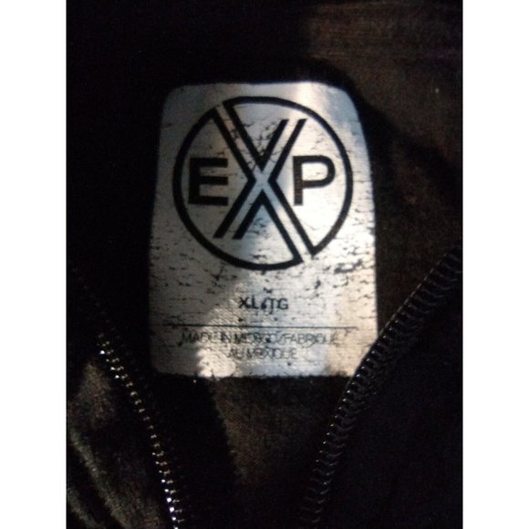 EXP Men's Casual Pullover Hooded Sweatshirt Black XL 82 - Picture 2 of 6
